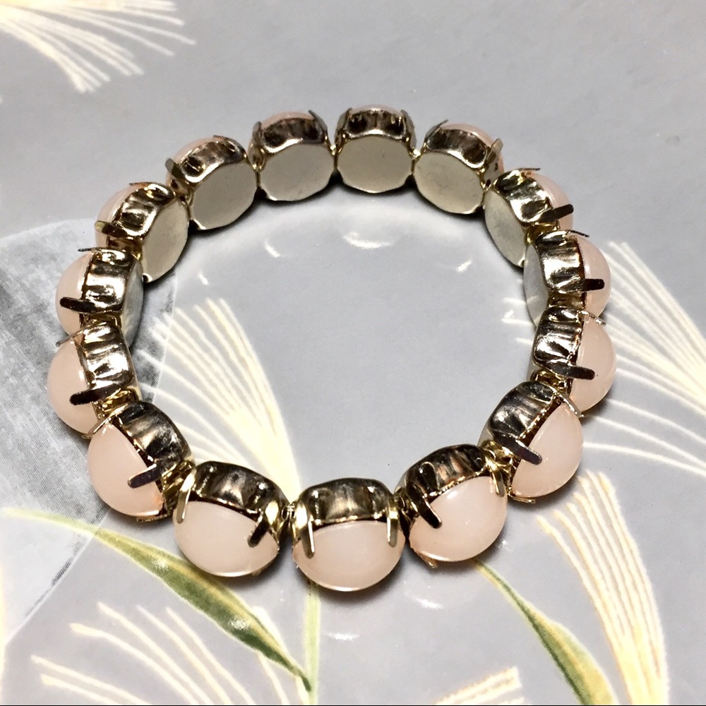 Vintage Prong Set Glass Bead Stretch Bracelet - Picture 3 of 5